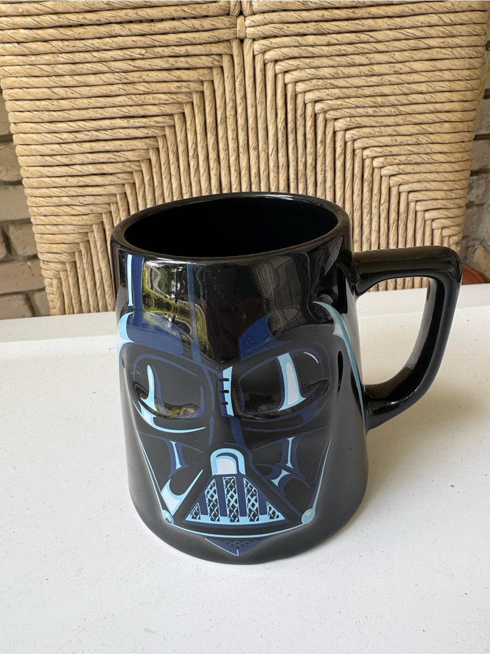 Black Ceramic large Star Wars Darth Vader 3-D Coffee Mug with Blue Accents